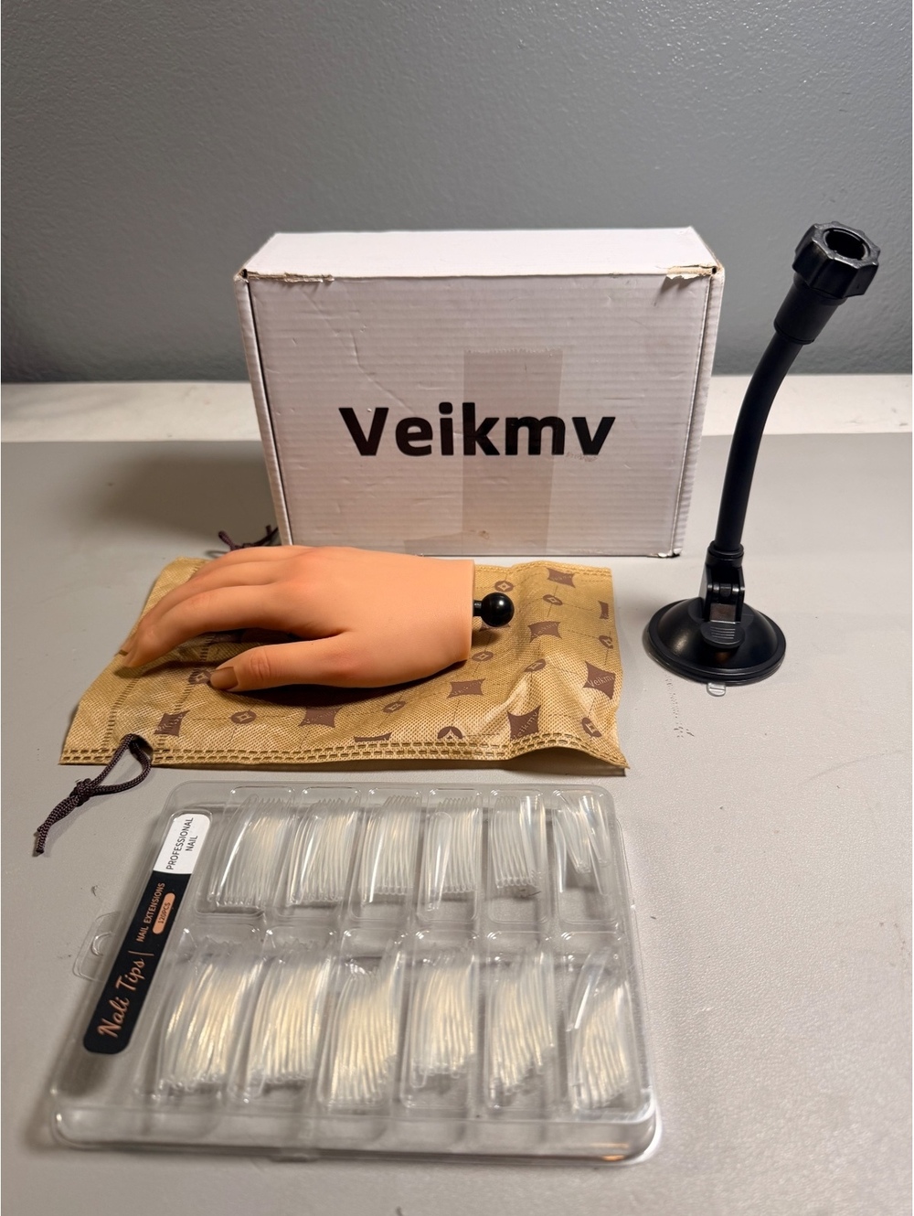 Veikmv Nail Art Practice Hand with Nail Tips and Stand